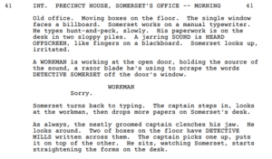 page from a script with writing.