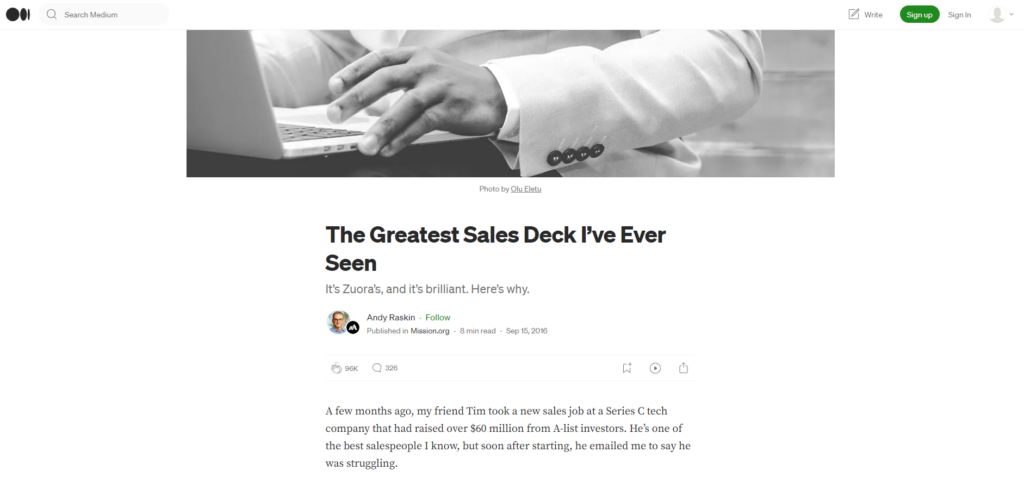 Blog example A: The Greatest Sales Deck I've Ever Seen